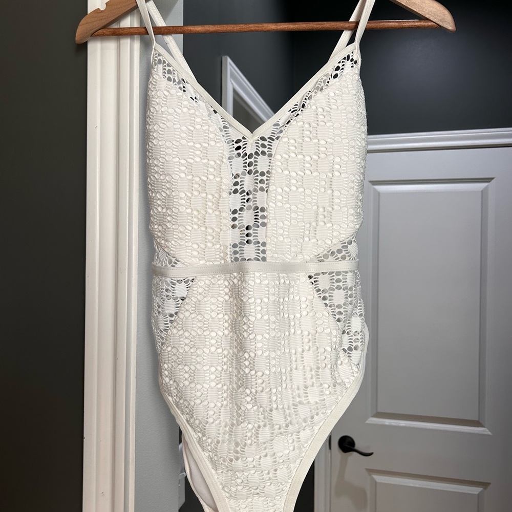 Kenneth Cole White Lace One Piece Swimsuit